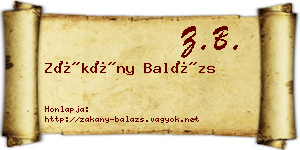 Zákány Balázs névjegykártya